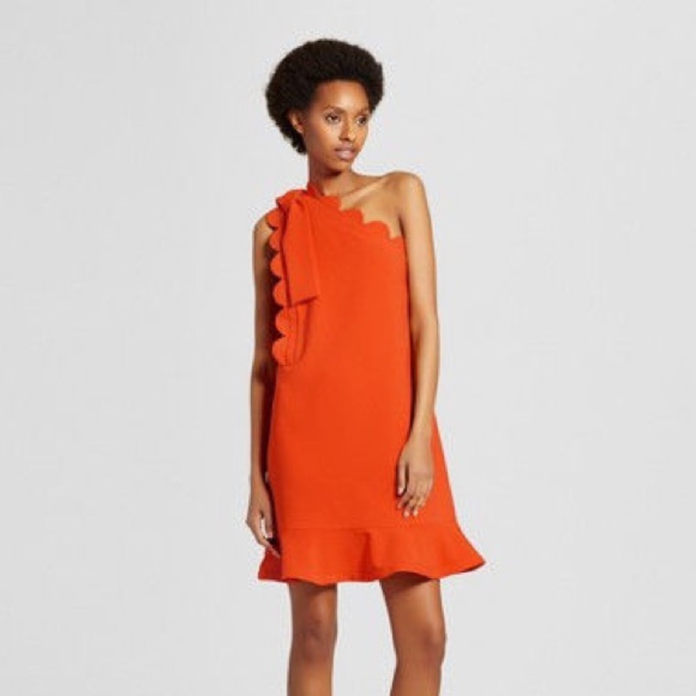 Victoria Beckham Orange One Shoulder Dress